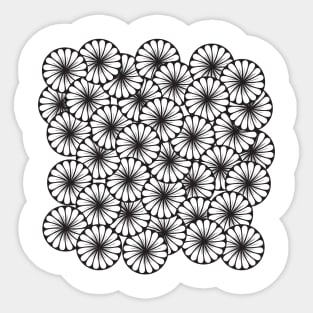 Flowers in circles layered pleasing pattern doodle hand drawn design Sticker